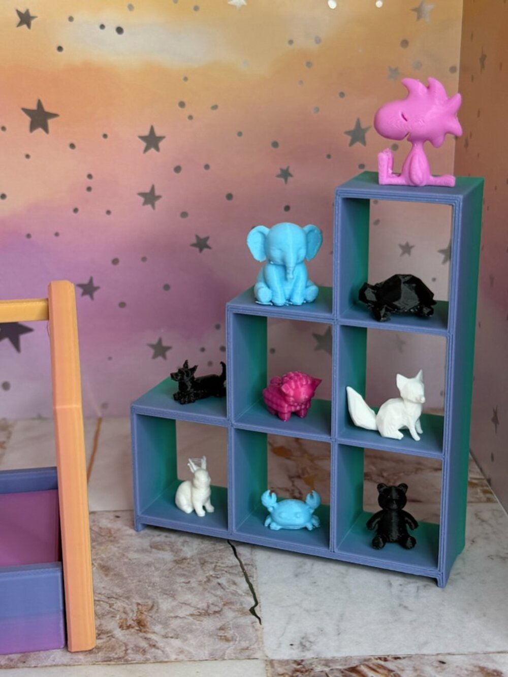 Cubes Display Shelf for Baby Doll | 3D Printed Dollhouse Shelf